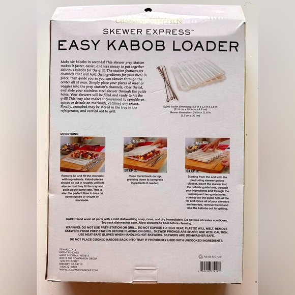 Charcoal Companion Skewer Express Easy Kabob Loader Storage with Metal Skewers - Picture 2 of 2